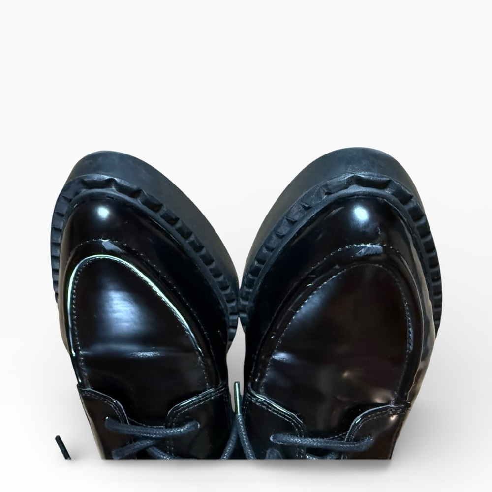 JLO Jennifer Lopez Black Patent Leather Oxford Shoes Chunky Sole, Size 7.5 M EUC - Picture 7 of 14